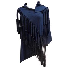 Junya Watanabe comme des garçon blue shirt with fringes