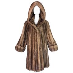 1988 Giafranco Ferre Natural Russian Golden Sable Swing Fur Coat w Hood $75K Apr 12