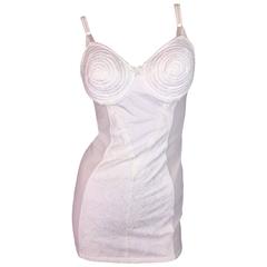 Vintage 1987 Jean Paul Gaultier Cone Bra Sheer White Mesh & Lace Corset Mini Dress