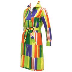 Vintage Vibrant 1970's Marimekko of Finland Geometric Cotton Shirt Dress