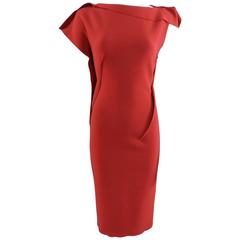 Lanvin Red Fitted Dress with Raw Edges
