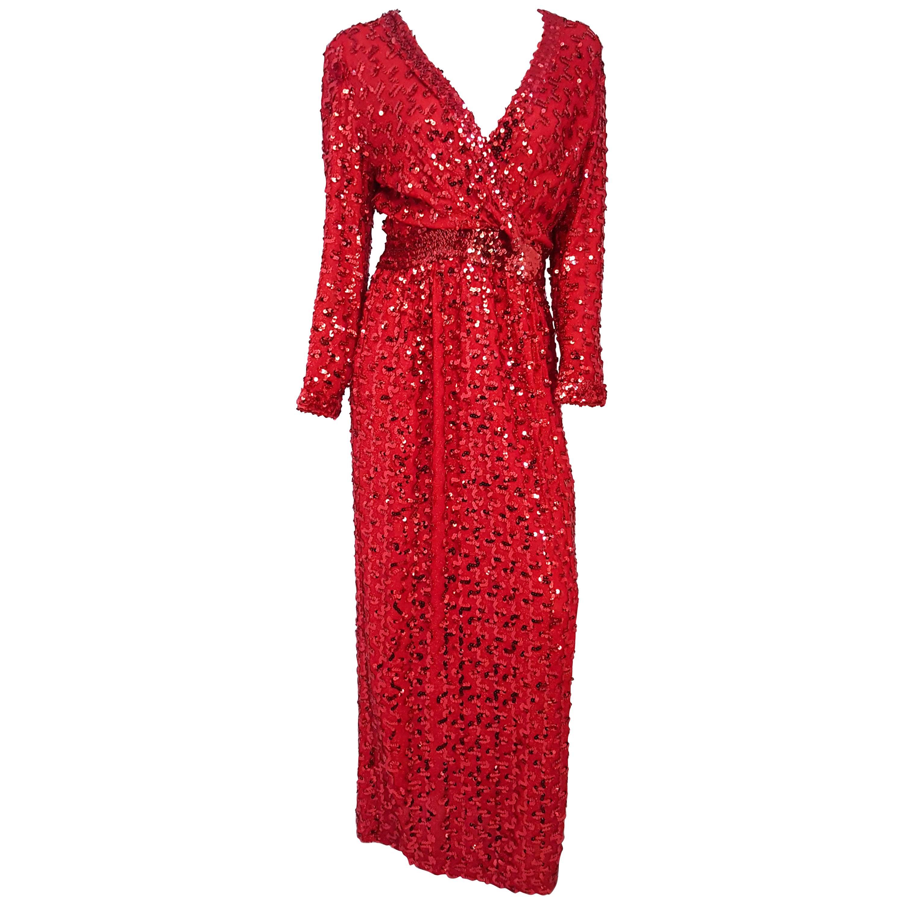 70s Lilli Diamond Red Sequin Dress
