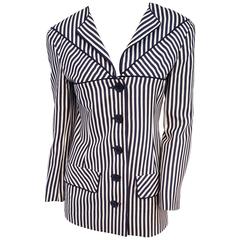 80s Valentino Black & White Striped Jacket 4