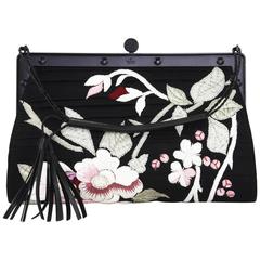 Tom Ford for Gucci S/S 2003 Japanese Flowers Black Silk Frame Bag Clutch 12