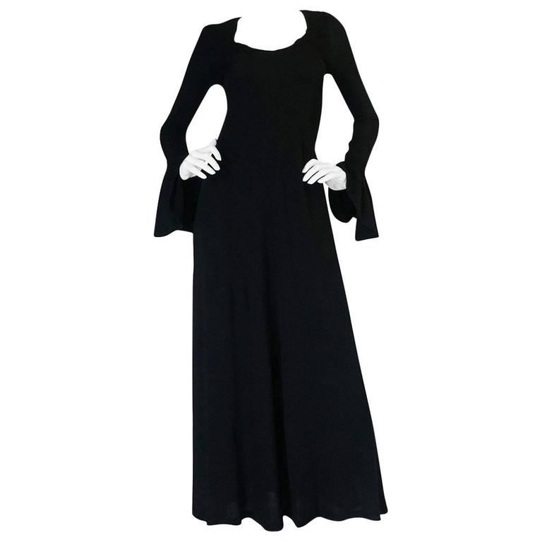 1960s Biba Black Velvet Formal Mini Dress For Sale at 1stdibs