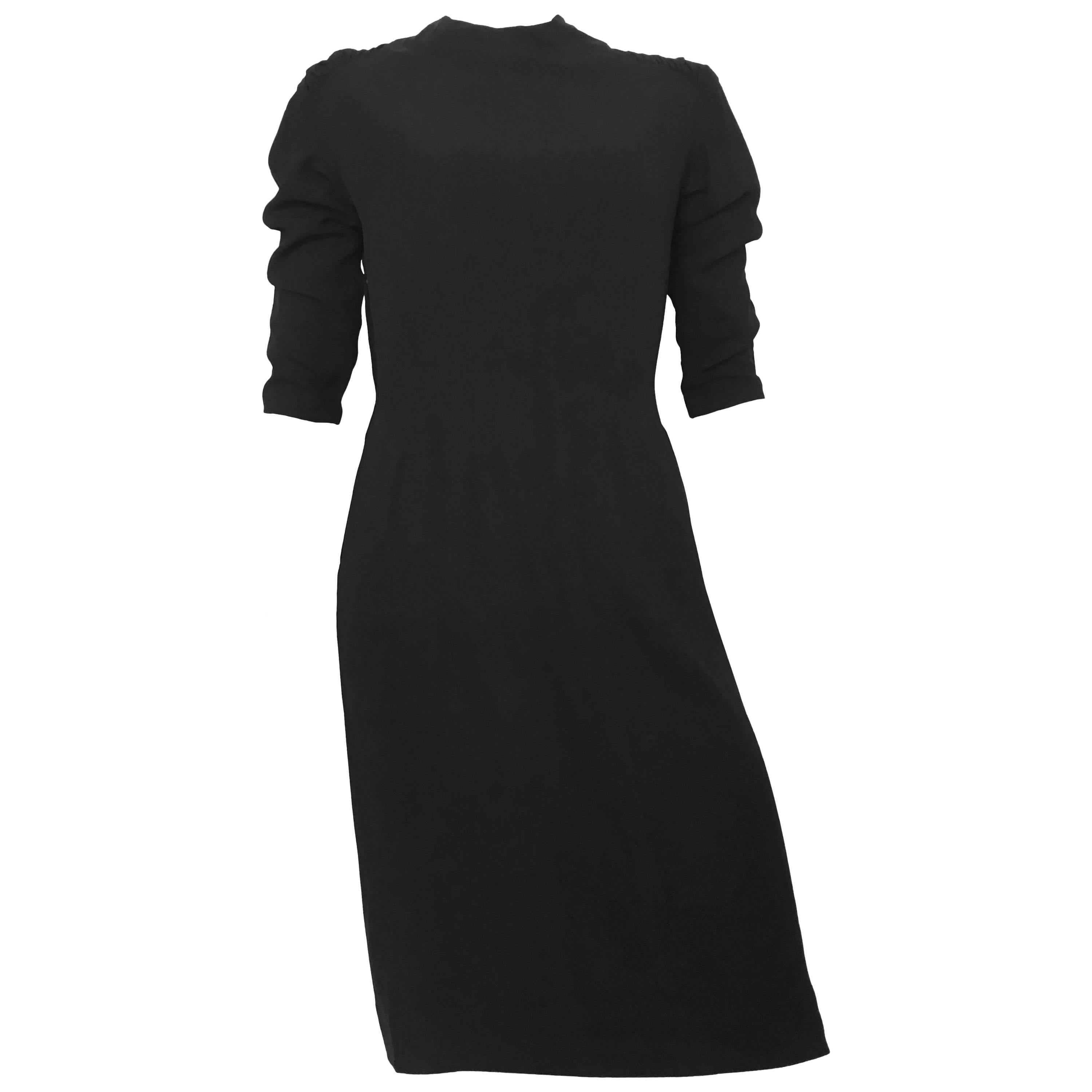 Jo Copeland Black Wool Evening Dress Size 6.  For Sale