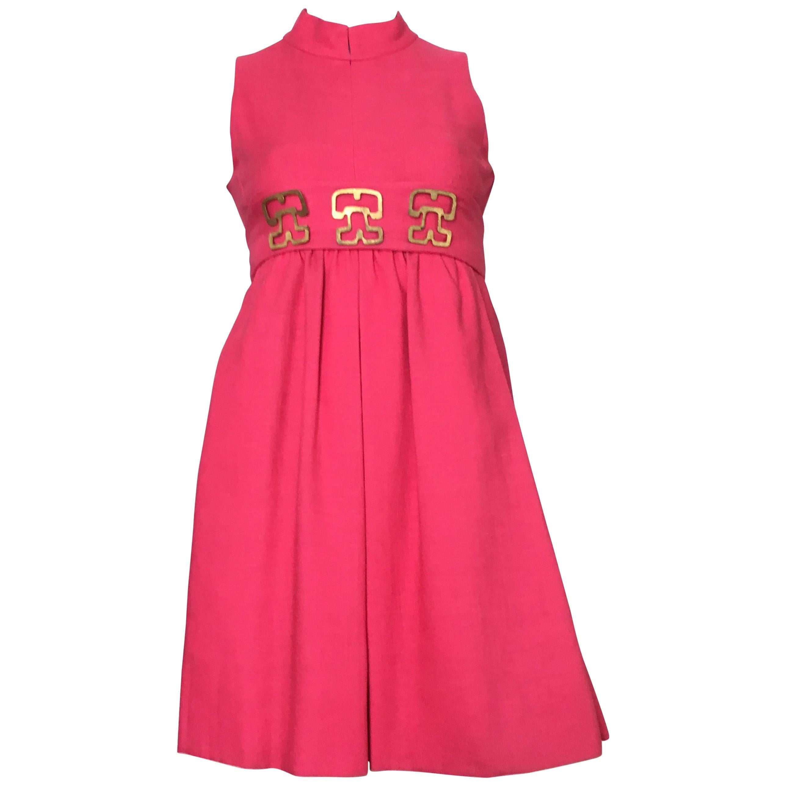 Donald Brooks Pink Linen Sleeveless Dress Size 4. For Sale