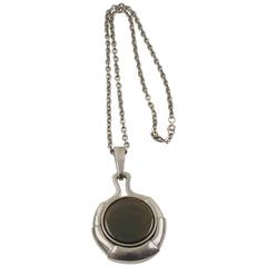 French Space Age Modernist Pendant Necklace Huge Iridescent Resin Disk 10