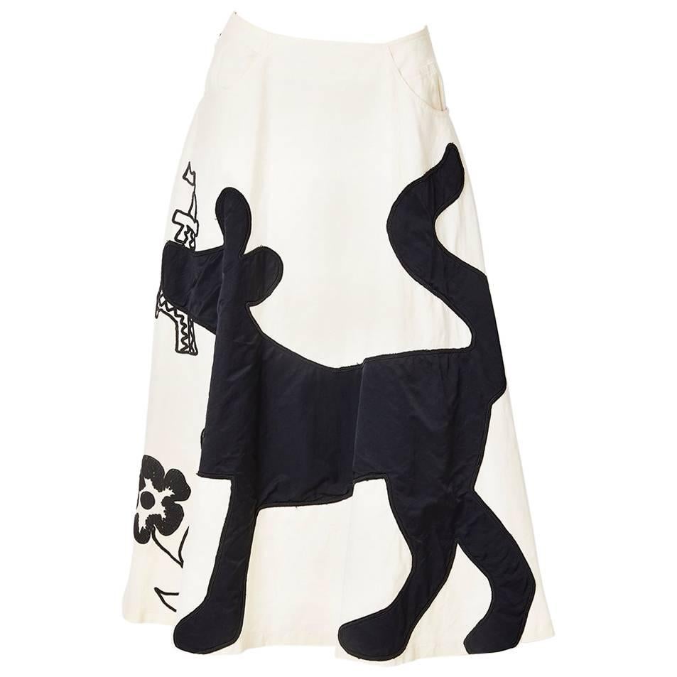 Castelbajac Whimsical Embroidered and Applique Skirt
