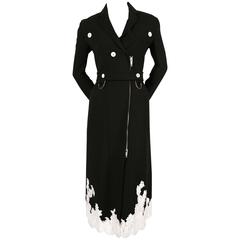 unworn CELINE black stretch wool trench coat with lace trim - runway 2016