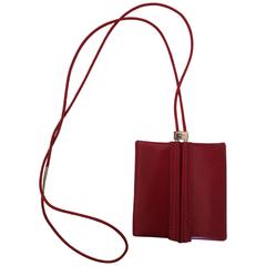Lovely Hermes Necklace / Coinholder in Red Burgundy Box Leather 7