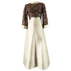 Vintage Pierre Balmain Couture Evening Dress In Lace And Gazar Circa 1970