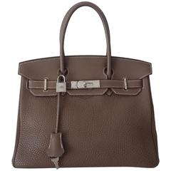 Hermes Birkin Handbag Etoupe Togo Leather PHW 30 cm 5