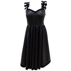 Retro Chanel Black Leather Velvet Bows Dress