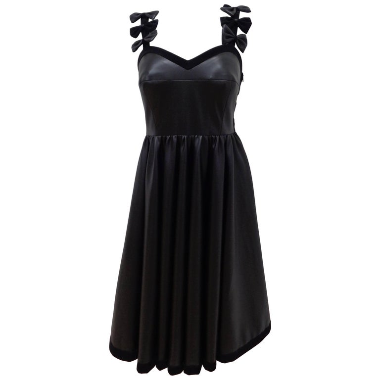 Chanel Black Leather Velvet Bows Dress at 1stDibs | chanel bow dress Chanel Black Leather Velvet Bows Dress at 1stDibs | chanel bow dress