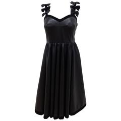 Chanel Black Leather Velvet Bows Dress 1