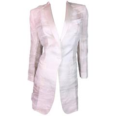 C. 2001 Dolce & Gabbana Sheer White Silk Long Tuxedo Coat Dress Jacket 40 4