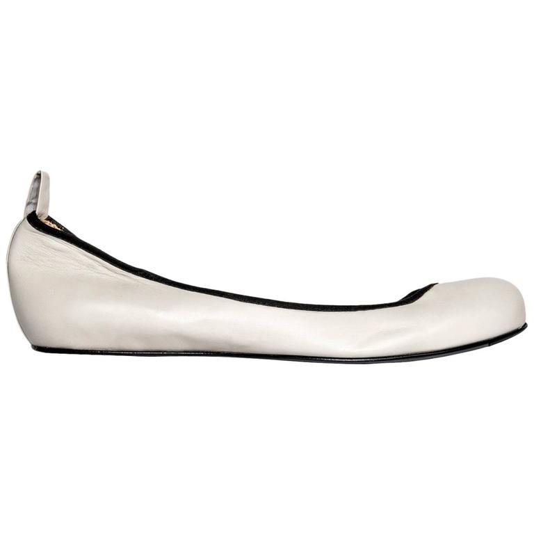 Lanvin Beige and Black Ballerina Shoes For Sale at 1stDibs