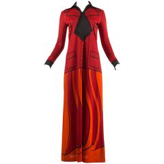 Roberta di Camerino 1973 jersey faux suit print maxi dress 10