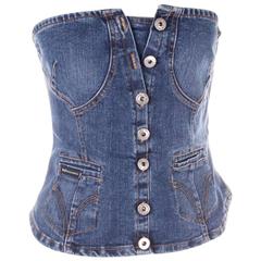 Dolce and Gabbana D&G Denim Bustier Corset Top