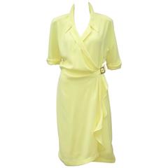 Summery 1980's Thierry Mugler Yellow Wrap Dress 8