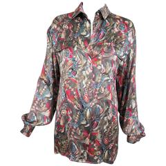 Vintage Gucci silk satin print blouse 1990s
