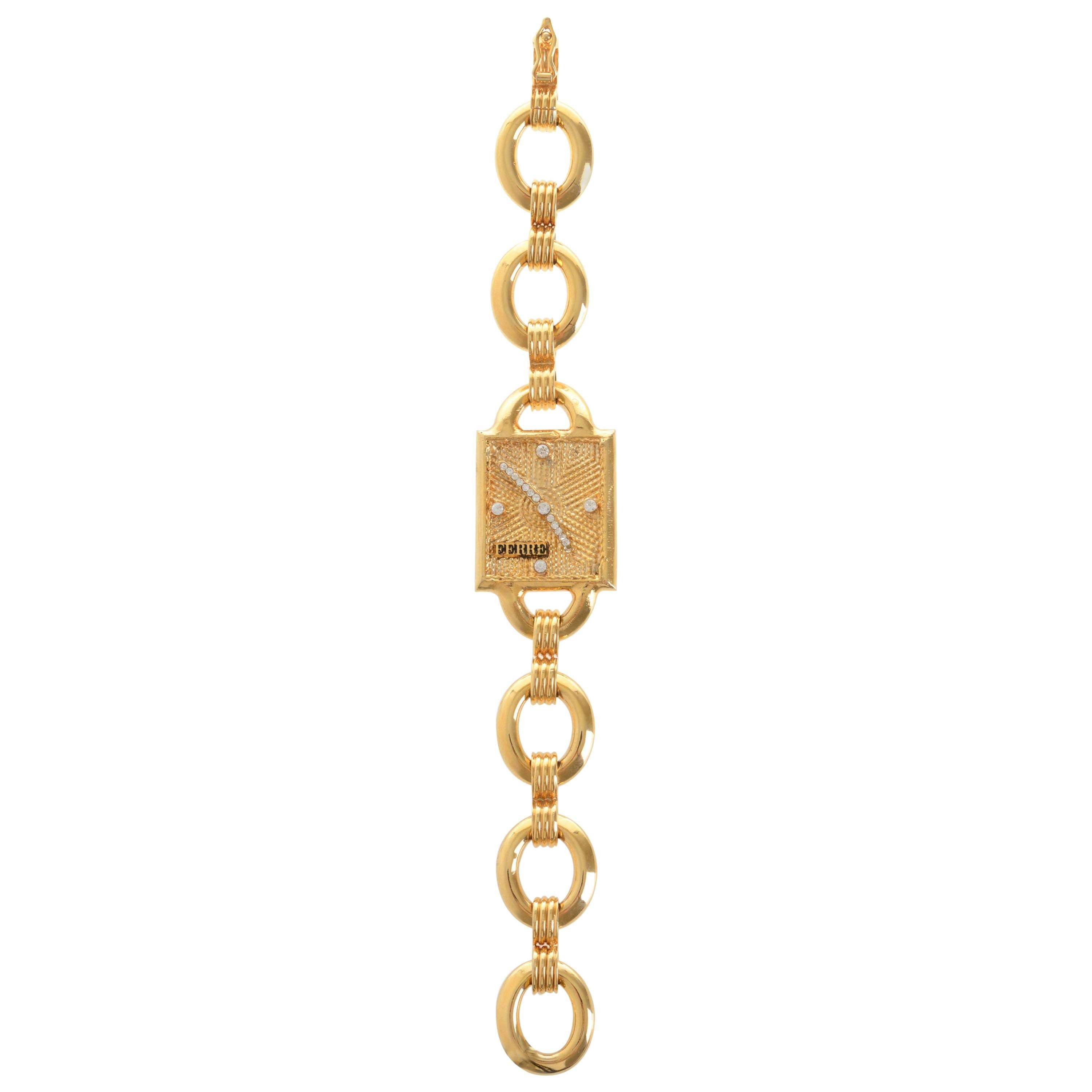 1990s GIANFRANCO FERRE' Chain Faux Watch Bracelet For Sale