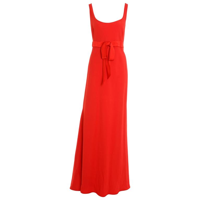 1990s VALENTINO Boutique Red Long Dress at 1stDibs