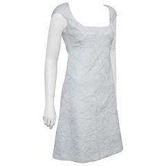 Charming 1990's Narciso Rodriguez Pale Yellow Cotton Jacquard Dress 9