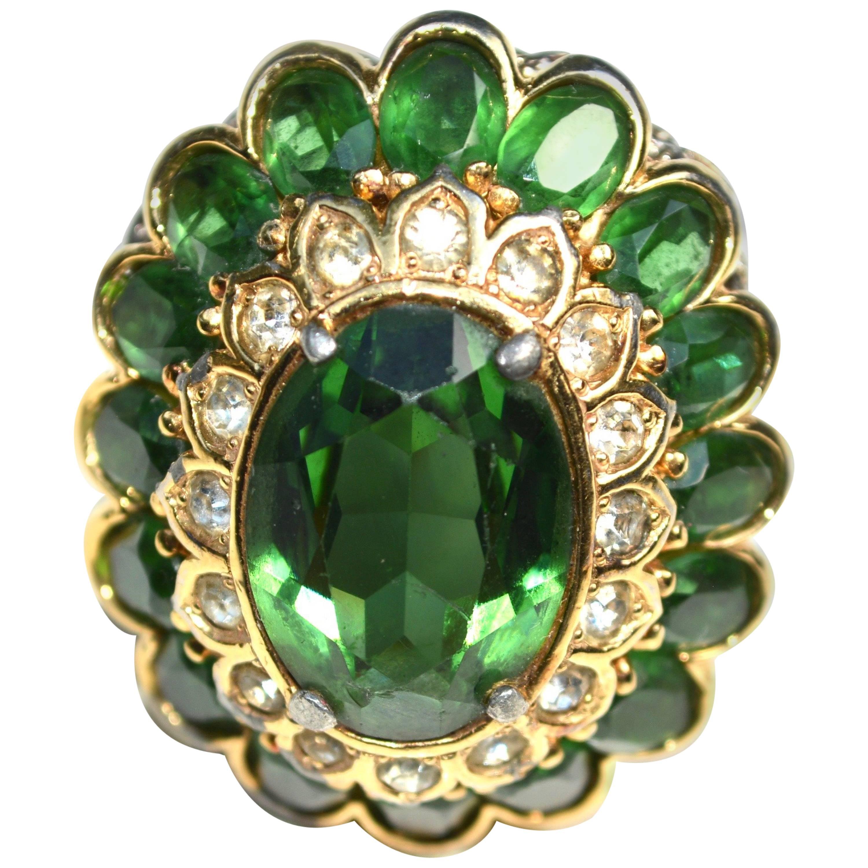60s Panetta Cocktail Ring Green For Sale
