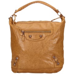 Balenciaga Beige Leather Motocross Giant Day Bag at