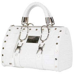 New GIANNI VERSACE COUTURE White Quilted Patent Leather "Snap Out Of It" Bag