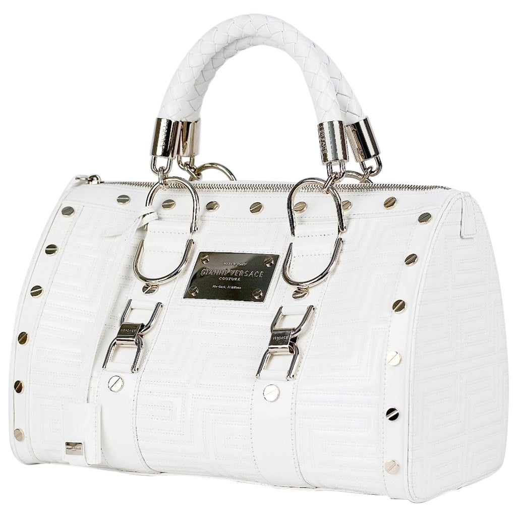 New Gianni Versace Couture White Quilted Patent Leather Snap Out Of It Bag New Gianni Versace Couture White Quilted Patent Leather Snap Out Of It Bag