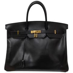 Hermes Black leather Gold hardware Birking 40 Bag