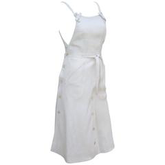 Adorable C.1970 Courreges Linen Style Jumper Dress
