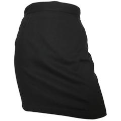Vintage Thierry Mugler 1990s Black Cotton Mini Skirt Size 4.