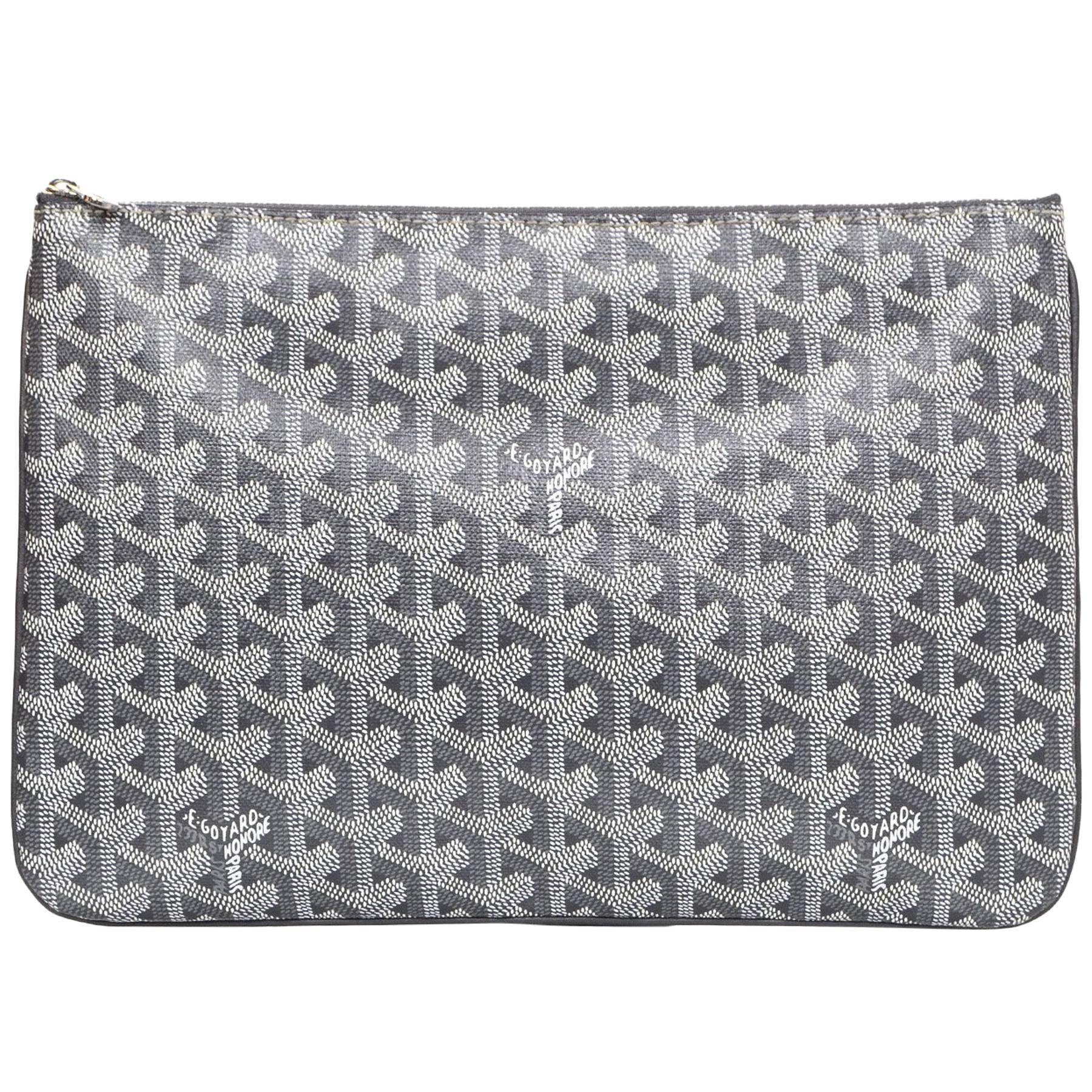 Goyard Grey Chevron Senat PM Clutch Bag