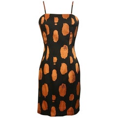 Sprouse by Stephen Sprouse Black and Orange Paint Dot Dress, 1980s 
