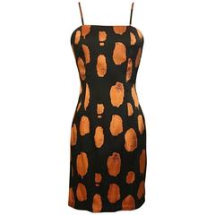 1980s Sprouse by Stephen Sprouse Black and Orange Paint Dot Dress 2