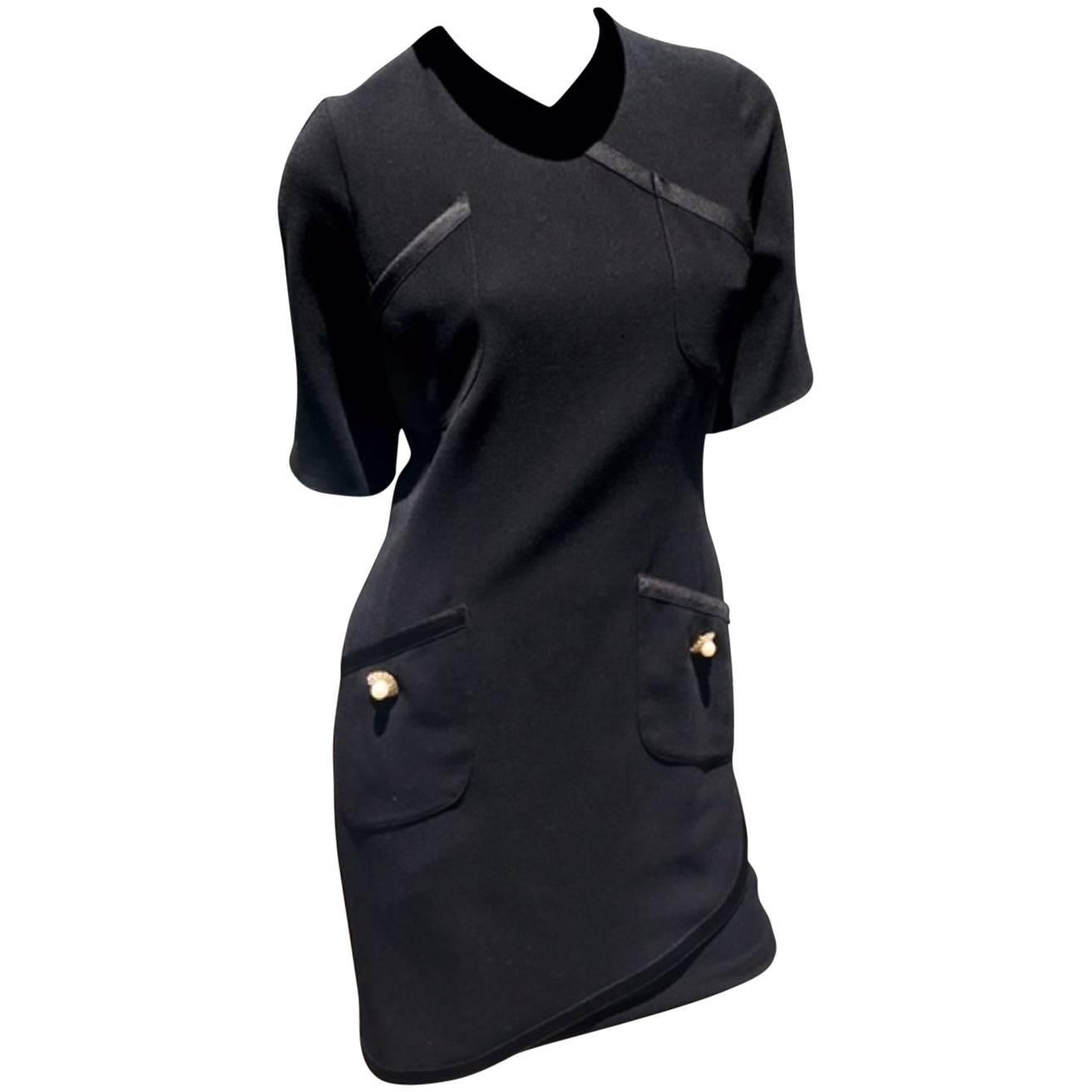 Louis Ferard, Size 4, Short Sleeve Dress w/Pearl Pocket Embellishments