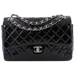 Chanel Classic Double Flap Bag Quilted Patent Jumbo