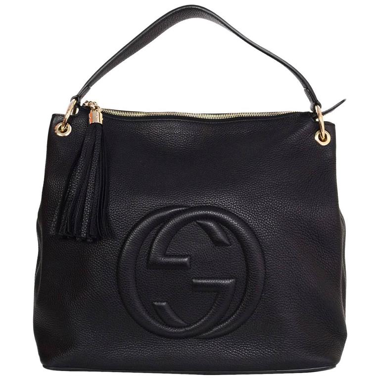 Gucci Black Leather Soho Hobo Crossbody Bag at 1stdibs
