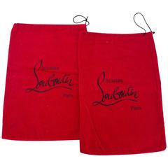 Christian Louboutin Red Canvas Set of Two Travel Shoe Dust Bags 2