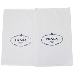 Prada White Canvas Set of 2 Travel Shoe Dust Bags