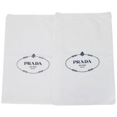 Prada White Canvas Set of 2 Travel Shoe Dust Bags 4