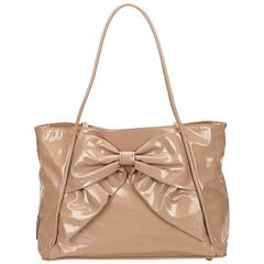 Valentino Brown Patent Ribbon Tote Bag 6