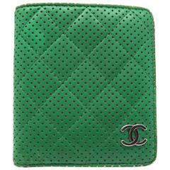 Chanel Green Calfskin Leather Bifold Wallet