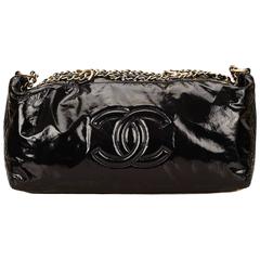 Chanel Black Patent Leather Chain Duffel Bag 2