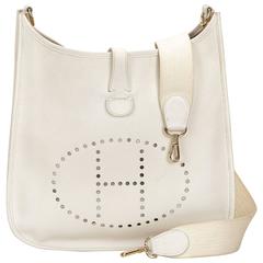 Hermes White Leather Evelyne GM 3