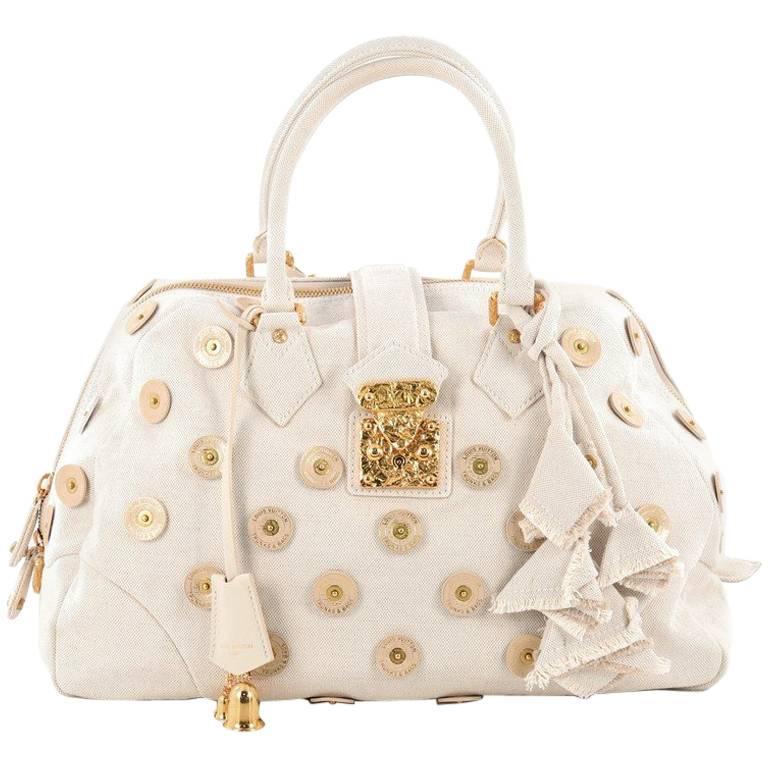 Louis Vuitton Polka Dot Panama Bowly Handbag Embellished Canvas at ...